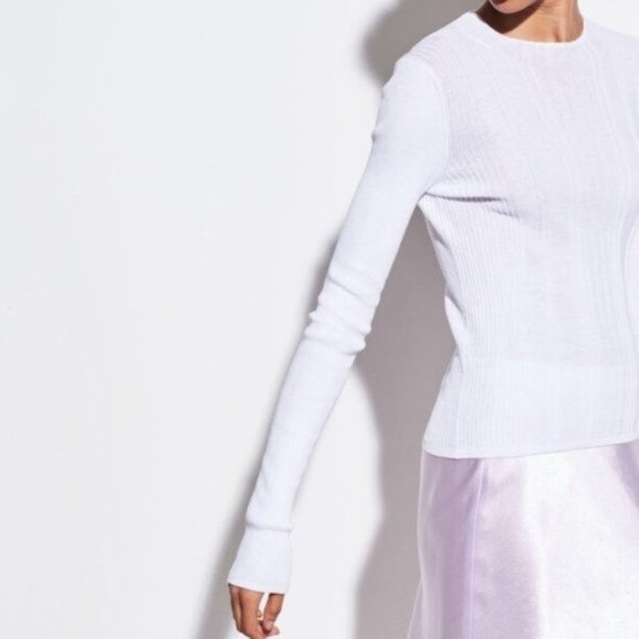 VINCE Variegated Rib Mock Neck White NWT - Size Large - Picture 7 of 13